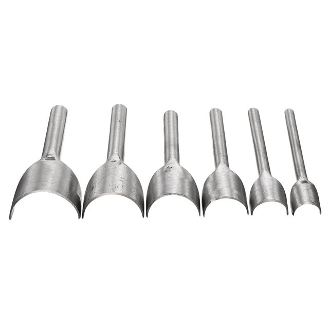 Herramienta de perforación de costura de grabado de cincel de agujero de forma semicircular de 6 uds, herramientas de artesanía de cuero hechas a mano DIY Advancent TO0088-00B
