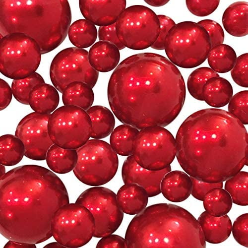 Red PearlsShinyJumbo SizesNo HoleVase DecorationsTo Float Pearls