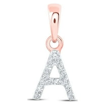 10kt Rose Gold Womens Round Diamond A Initial Letter Pendant .03 Cttw