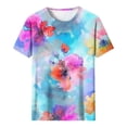 thumbnail image 4 of Yotami Plus Size Casual T-Shirt for Women Crewneck Floral Print Tops for Summer Short Sleeve Lightweight T-Shirt Multicolor XXXXXL, 4 of 4