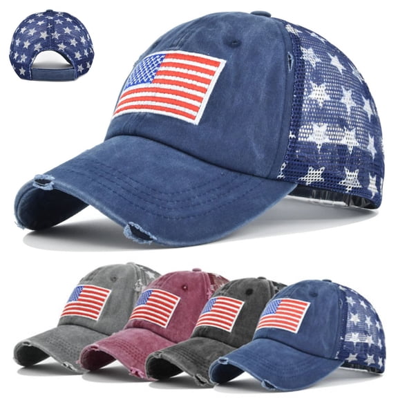 USA 250th Anniversary Hat BWASD 4th of July USA Flag Prints Baseball Cap United States 250th Anniversary Patriotic Breathable UV Protection Sun Hat for Men Women