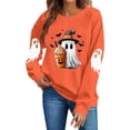 thumbnail image 2 of TKLPEHG Womens Halloween Sweatshirt 2026 Funny Cute Witch Hat Ghost Coffee Cup Graphic Long Sleeve Pullover Crewneck Comfy Holiday Tops Fall Clothes (Orange,M), 2 of 6