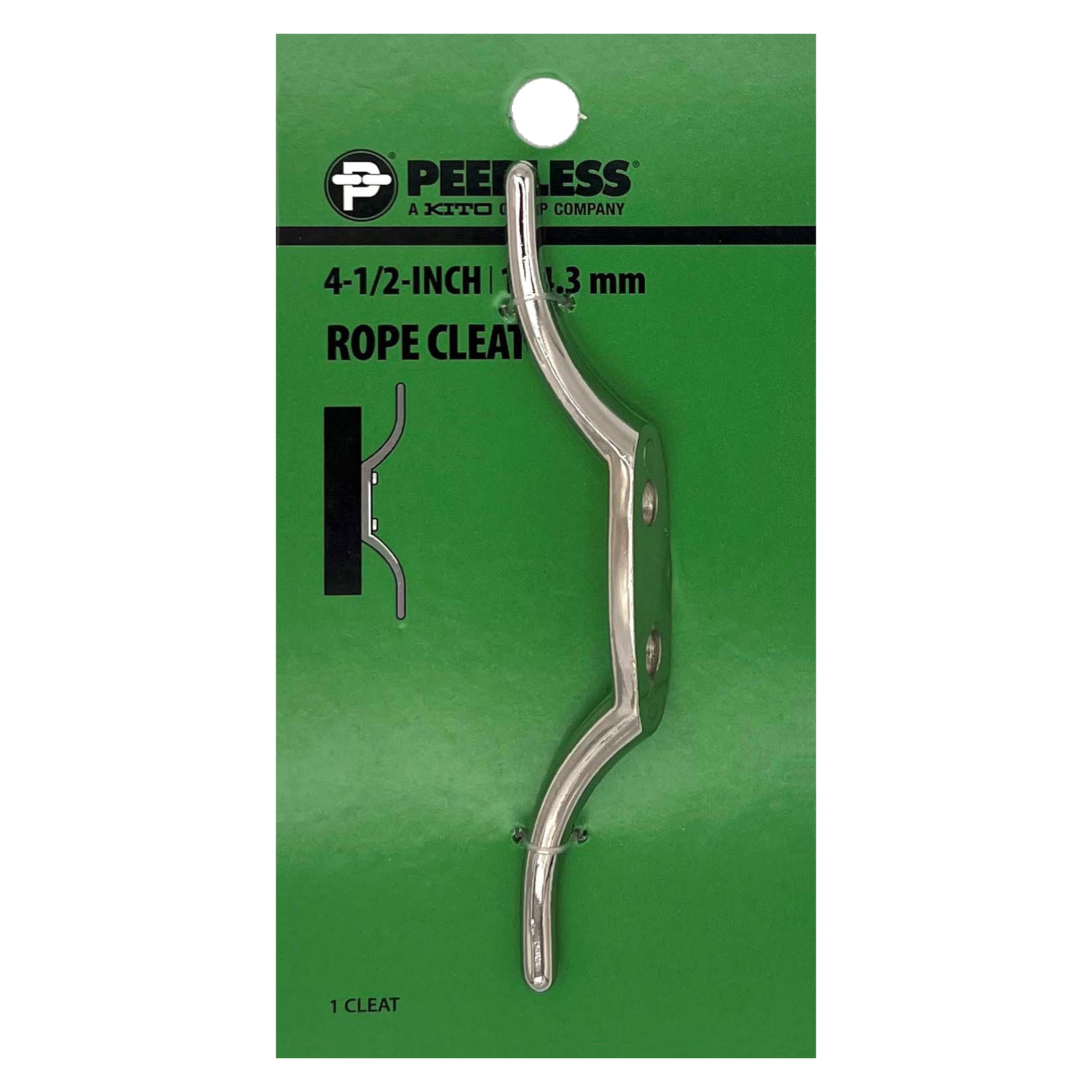 (2 pack) 4 1/2" Rope Cleat, Zinc, Peerless Chain Company, #4712538CL