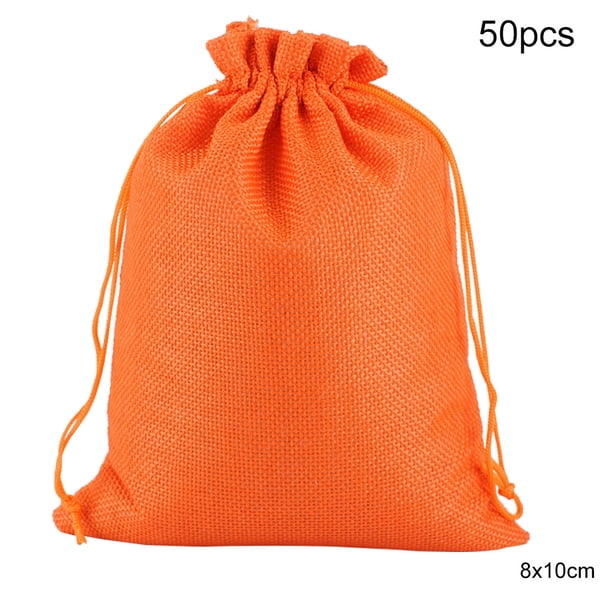 Matsuzay 50 Uds. Bolsa de lino con cordón organizador de joyas bolsa de almacenamiento de té portátil para el hogar Almacenamiento y organización del hogar naranja 8x10cm Matsuzay HA5722-18