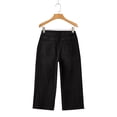 thumbnail image 4 of Capri Pants for Women Summer Drawstring Elastic Waist Baggy Wide Leg Cropped Jeans Stretchy Pull on Denim Capris Black M, 4 of 8