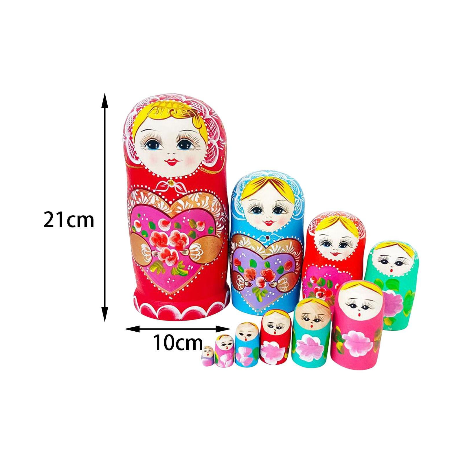 lionlar 10 Pieces Russian Nesting Dolls Crafts Wood Matryoshka