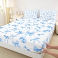 thumbnail image 3 of Castle Fairy Preppy Child Cartoon Bowknot Twin Sheet Sets 3pcs,Blue White Twin Fitted Sheet Microfiber,Dreamy Princess Bowtie Breathable Flat Sheet,Microfiber Bedroom Decor, 3 of 7