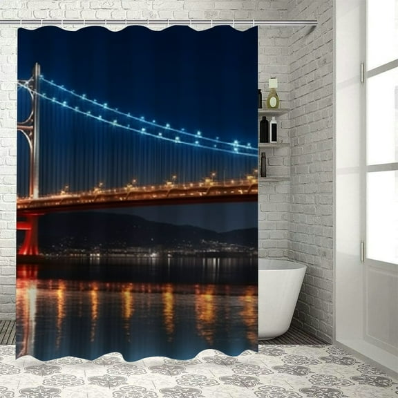 Pratyus Lights Reflection Night Modern Waterproof Shower Curtain for Country Cottage & Farmhouse Bathroom Decor Home Bathrooms Decoration with Hooks Washable Shower Curtain 36x72