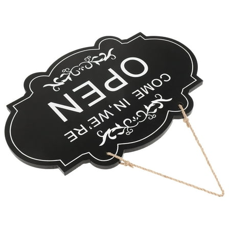 NICEXMAS Wooden Open Closed Hanging Sign Double-Sided Business Door Decor Black