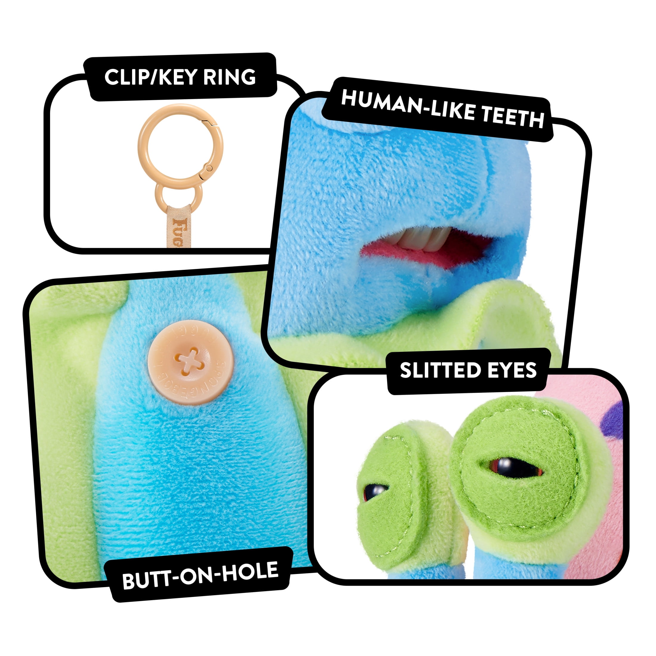 Fuggler SpongeBob Key Rings 5 inch (Gary The Snail), Funny Ugly Monster Plush Keychain by ZURU