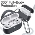 thumbnail image 5 of JETech Upgraded Silicone Case Cover for AirPods Pro (2nd/1st Generation 2023/2022/2019) with Keychain, Hard PC Interior, Shockproof Protective Skin Shell, Front LED Visible (Black), 5 of 6