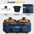 thumbnail image 3 of Sunvivi Dual Slow Cooker Buffet Server with 2 Removable Pots and 3 Temps - 2 x 1.25 Qt, Blue, 3 of 9