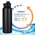 thumbnail image 2 of Botella de agua VQRRCKI con aislamiento de 1,2 L con pajita y tapa de boca ancha, 2 of 7