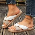 thumbnail image 2 of Pandaie Women's Flat Sandals Braided Summer Beach Slip on Slides Comfortable Casual Walking Espadrille Dressy Slippers Shoes Khaki Size 8, 2 of 9