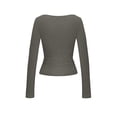 thumbnail image 6 of LIaqionyy Women's Square Neck Shirt Long Sleeve Tees Going out Tops Casual Slim Fall Cropped Layering Top, 6 of 7