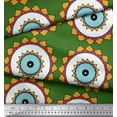 thumbnail image 3 of Soimoi Green Velvet Fabric Marigold Geometric Print Fabric by Yard 58 Inch Wide, 3 of 5