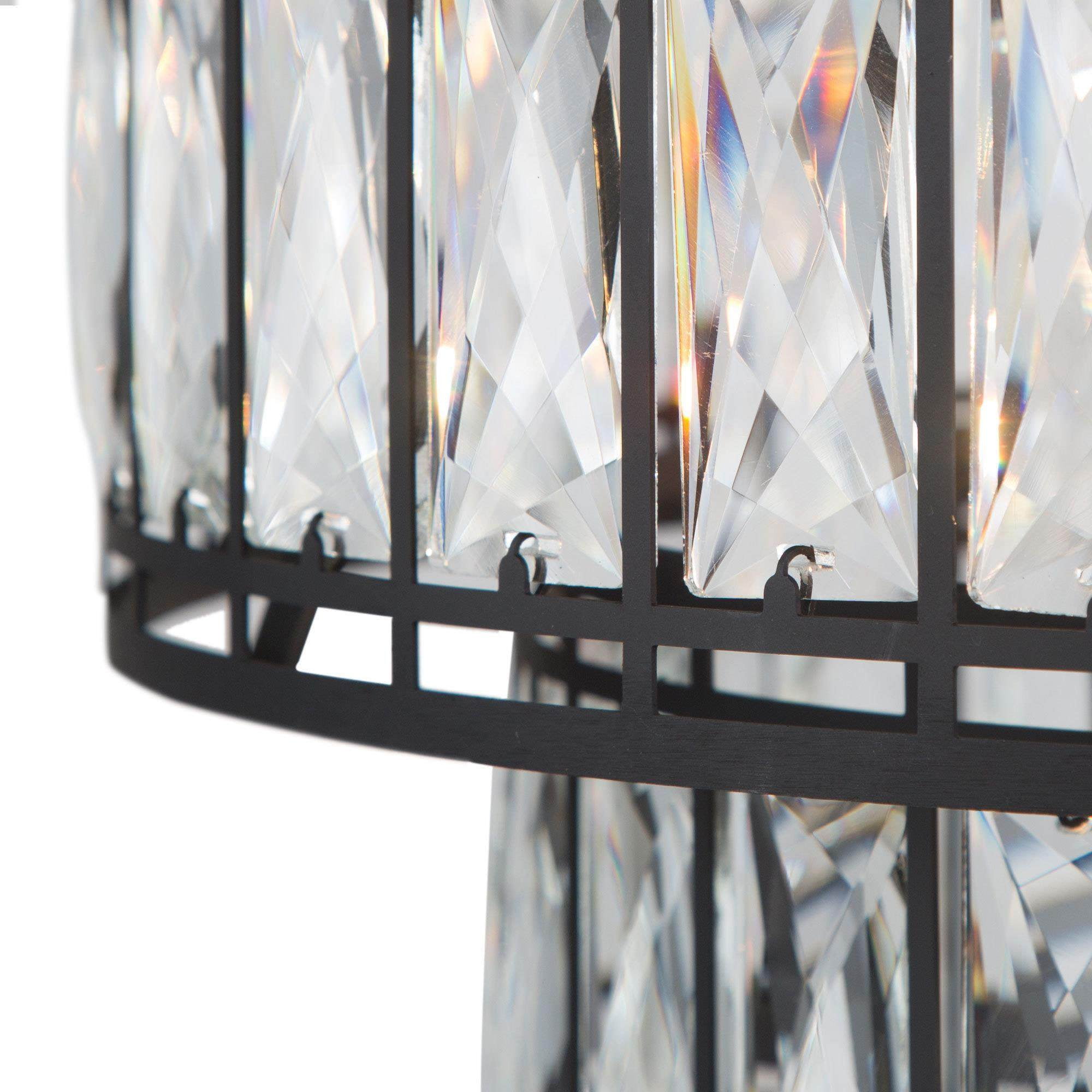 LNC 4-Light Two-Tier Crystal Round Modern Chandelier for Living or Dining Room
