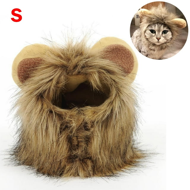 Disfraces para Gatos ANGGREK Peluca de Melena de León Lavable y Respetuosa con el Medio Ambiente Talla S M L