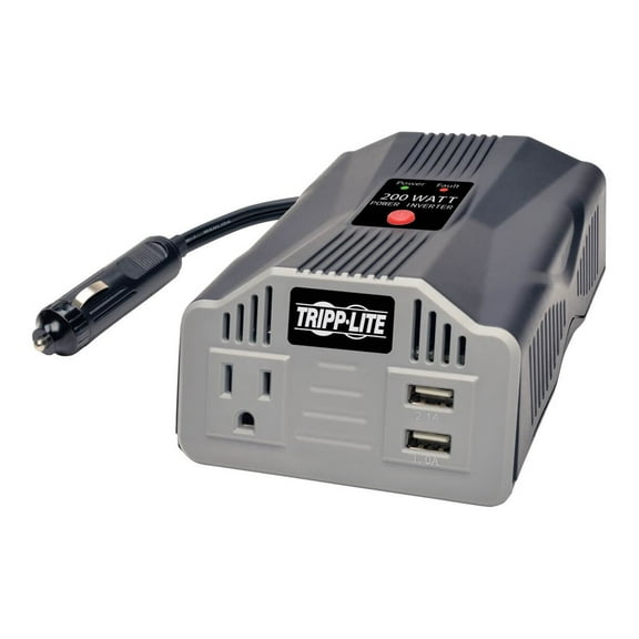 Tripp Lite 200W PowerVerter Ultra-Compact Car Inverter w/ Outlet and 2 USB Ports