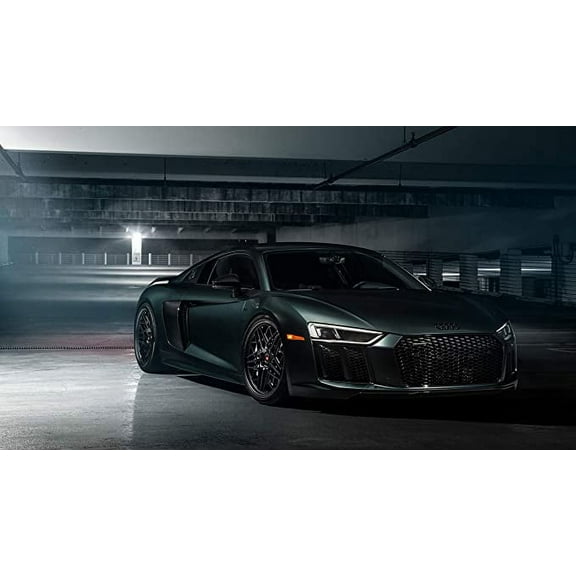Iconic Arts Supercar Laminated Poster 24x36- Audi R8 Quattro Black