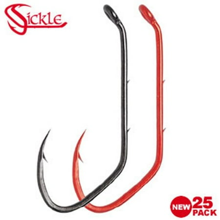 - Matzuo Sickle Baitholder Offset Down Eye Hook, Black Chrome, Pack of 25