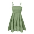 thumbnail image 6 of JULMCOMO Sundresses for Women 2024 Tunic Flowy Mini Dress Smocked Ruffle Sleeveless Square Neck Short Mini Dress Mint Green M, 6 of 6