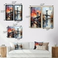 thumbnail image 4 of Designart "Coral Bridge City horizon I" Bridges Framed Wall Art Set Of 2 - Coral Architecture Gallery Wall Frame Set For Home Decor, 4 of 7