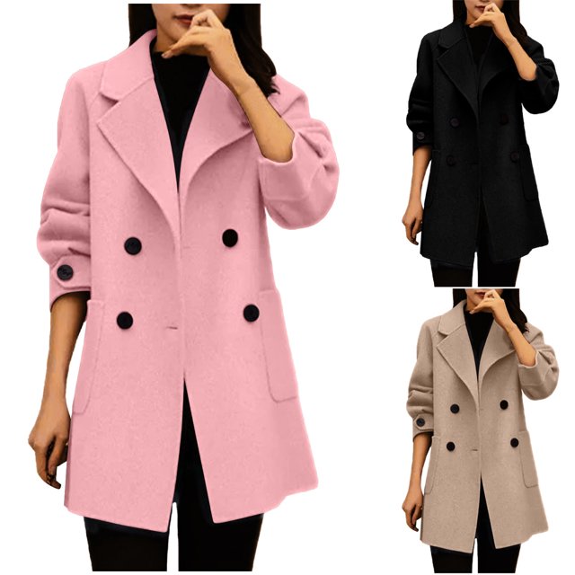 NJDVHB Manteaux d'Hiver pour Femmes, Vestes pour Femmes Tendance, Mode Femmes Col Rabattu Manches Longues Manteau Décontracté Cardigan Blouse, Café, TG