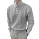 thumbnail image 2 of Camisa informal de manga larga con cuello levantado en V de color sólido para hombre Pompotops oipoqjl53447, 2 of 6