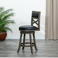 thumbnail image 2 of 24 Inch Counter Height Swivel Stool with X-Back, Modern Upholstered Bar Stool with Wooden Flared Legs, Bar Side Chair for Dining Room, Kitchen, Club, Black Leather Seat, 2 of 8