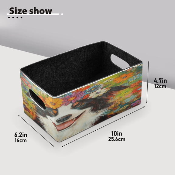 BZSMCE Shelf Baskets Fun Loving Dog Pattern Storage Cube Bins 10.1*6.3*4.7in Set of 2