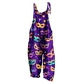 thumbnail image 2 of AGWOLF Mardi Gras Jumpsuits for Women Baggy Adjustable Strap Wide Leg Bib Overalls Sleeveless Mask Printed Rompers Festival Outfits, 2 of 5