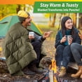 thumbnail image 4 of Wakeman Outdoors 78x52” Down Camping Blanket Packable Ultralight Travel Blanket with Bag, Green, 4 of 5