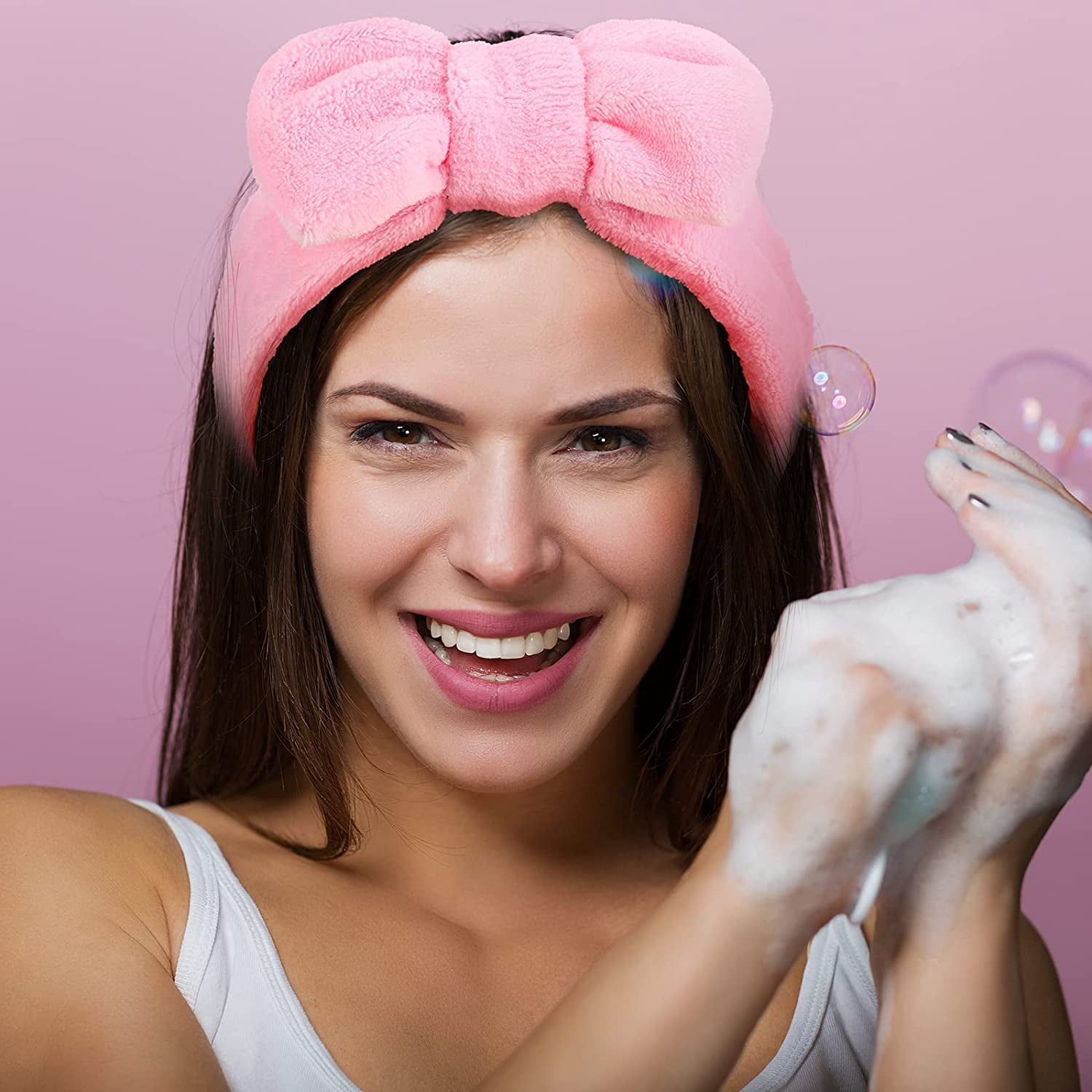 Süßes Stirnband Mit Schleife & OMG-Stickerei – Weiches Flanell, Elastisch, Für Frisur & Beauty