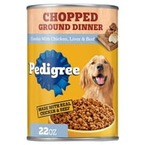 Pedigree Chopped Ground Dinner Chicken, Liver & Beef Adult Soft Wet Dog Food, (12) 22 oz Cans