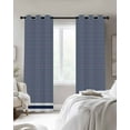 thumbnail image 3 of Farmhouse Navy Blue White Striped Blackout Curtains 63 Inches Long for Bedroom, Modern Stripes Thermal Insulated Room Darkening Black Out Window Curtain Panels Grommet Drapes for Living Room, 3 of 8