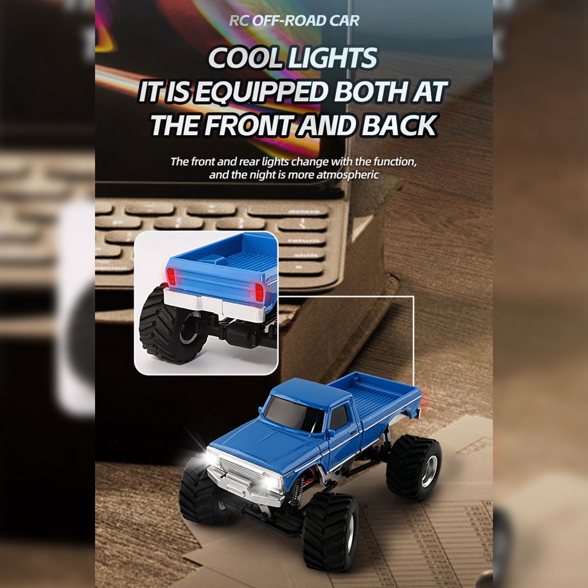 RC Off-Road Rock Crawler, 1/36 Scale 2.4G 4WD Full Proportional RC Climbing Car Model with Realistic LED Lights, Long Battery Life, RTR Hobby Collectible Model for Adults Hobbyists (Blue)