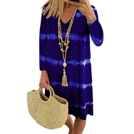 

Lumento Nightgown Nightshirt for Women Summer Short Sleeve Pajamas Lounge Dress Stripe Night Dress Sleepwear