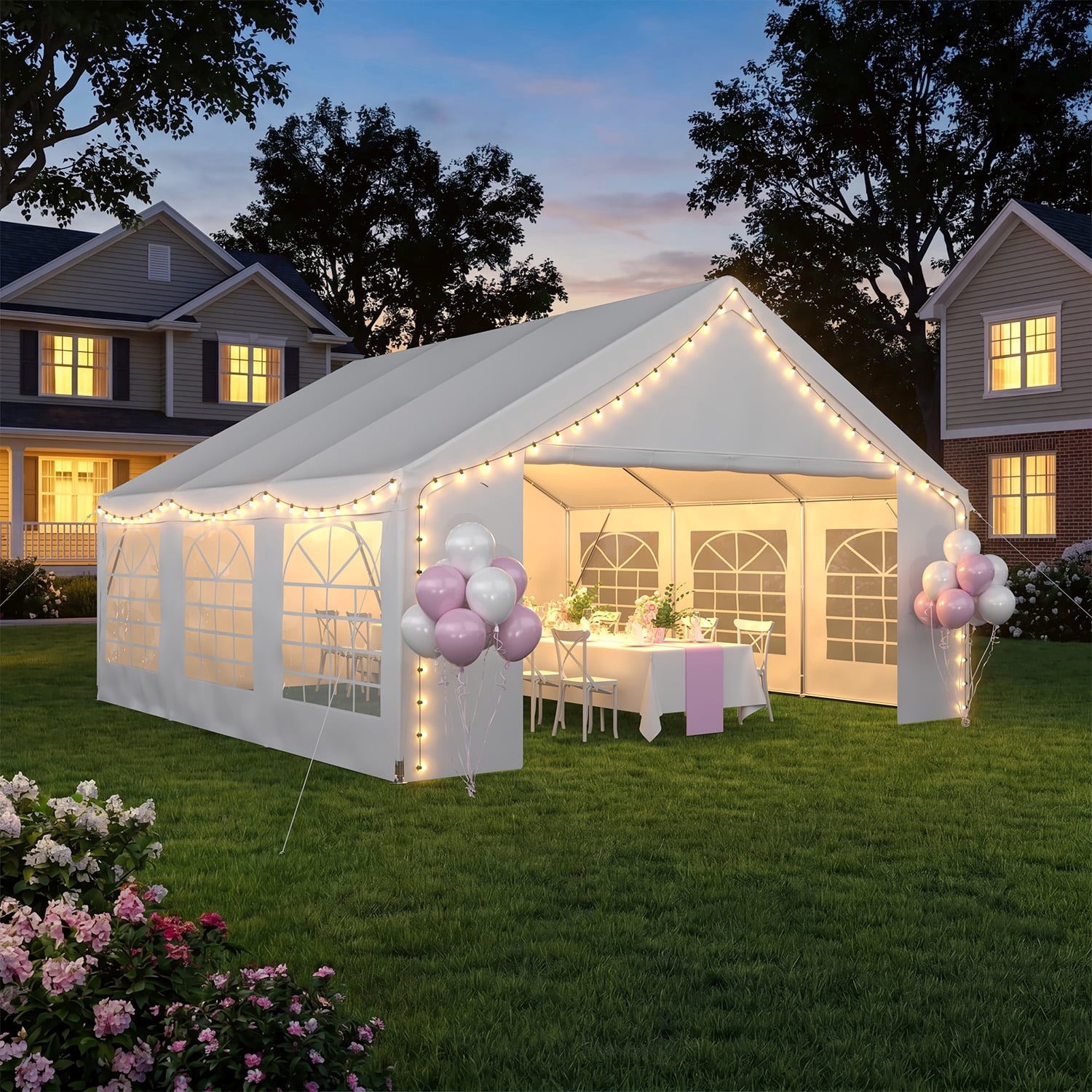 BaPiPro 20x20 FT Party Tent, Wedding Event Tent, Heavy Duty Large Tent for Outside Activity, Outdoor Commercial Canopy with Removable Sidewalls, White