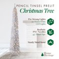 thumbnail image 5 of Home Heritage 7' 150 LED Pre-Lit Artificial Christmas Tinsel Tree, Silver, 5 of 12