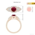 thumbnail image 5 of ANGARA Natural Aeon Vintage Inspired Three Stone 1 ct Ruby and Diamond Halo Engagement Ring in 14K Rose Gold for Women (Size-6mm) | July Birthstone Jewelry for Her, 5 of 10
