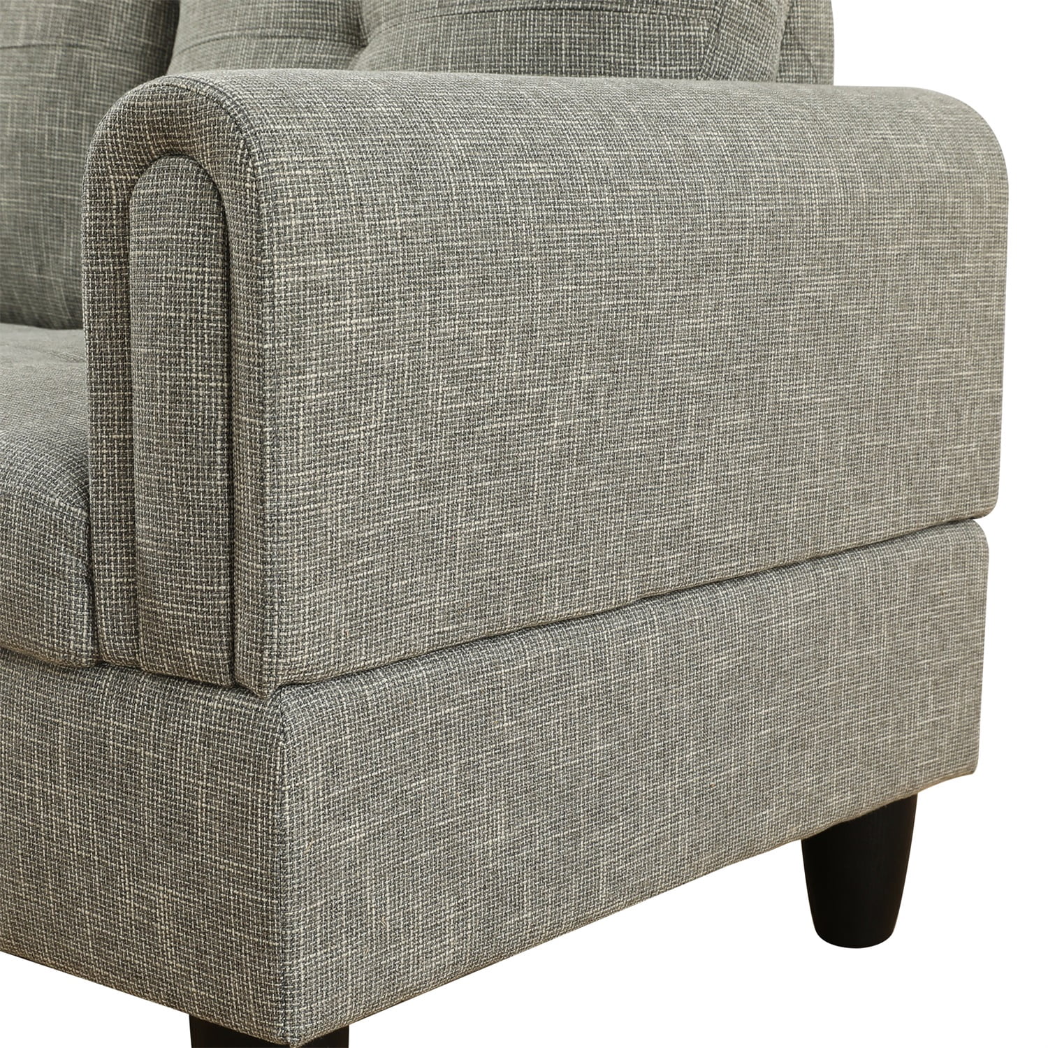 Hommoo L Shaped Couch Set Sectional Sofa Set, Flannel Living Room Furniture Sets, 4-Seat Couches and Sofa Set for Home, Apartment, Dorm, Grey(No Ottoman)