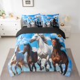 thumbnail image 2 of Galloping Horse Bedding Comforter Sets 7-Piece Chic Butterfly Bed in a Bag , Farmhouse Animal Twin Bedding Sets Farm Wildlife Comforter Set,Blue Sky White Cloud Bedding Sets, 2 of 4