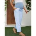 thumbnail image 2 of DARING DIVA Women's Wide Leg Maternity Pants Over Belly Elastic Waist 2XL Blue Stripe, 2 of 7