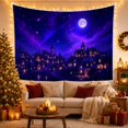 thumbnail image 3 of Moon Stars Nocturnal with Village Bathed Shades Indigo, Spooky Gothic for Gothic Decor Fans, Dark Art Decor, Halloween Gift, Tapestry Wall Hanging for Bedroom and Dorm, 3 of 7
