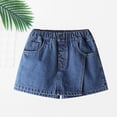 thumbnail image 4 of Girls Elastic Waist Denim Skort, Kids Wrap Front Jean Skirt Shorts with Front Button for Summer Daily Wear Blue 120, 4 of 5