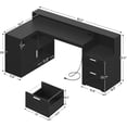 thumbnail image 2 of YANGLI 62.2" Farmhouse L-Shaped Desk with Drawers, Shelves & Power Outlet, Monitor Stand & Printer Shelf, Black, 2 of 6