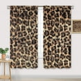 thumbnail image 2 of Brown Curtains 42Wx63H Inch Rod Pocket Leopard Print Bedroom Decor for Women Men Wild Safari Animal Skin Pattern Cheetah Fur Retro Wildlife Art Printed Living Room Window Drapes 2 Panels, 2 of 5