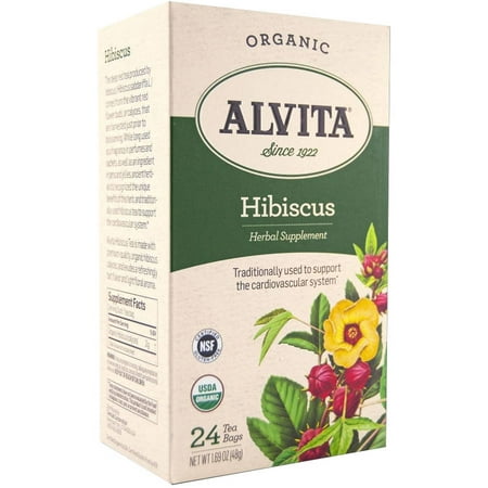 Alvita Sachets de thé à base de plantes Hibiscus bio, 24, 1,69 oz count