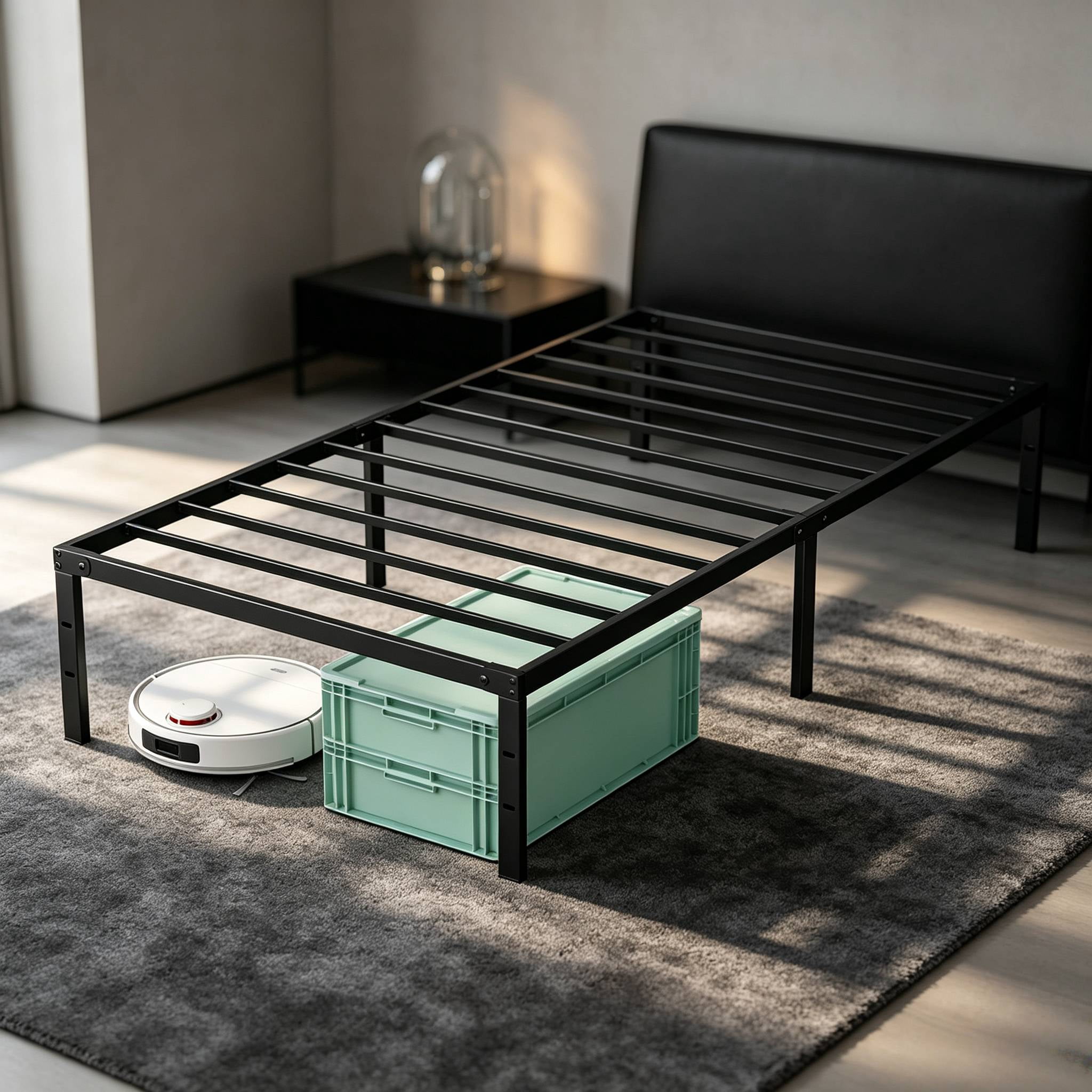 Full Size Metal Platform Bed Frame with Sturdy Steel Slats, No Box Spring Needed, 12-Inch Under‑Bed Storage